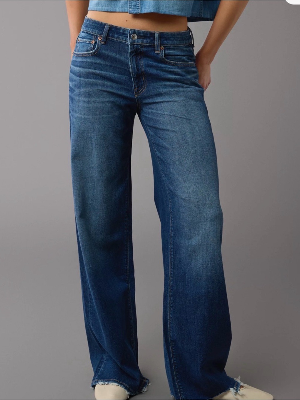 AE Dreamy Drape Stretch Low-Rise Baggy Wide-Leg Jean